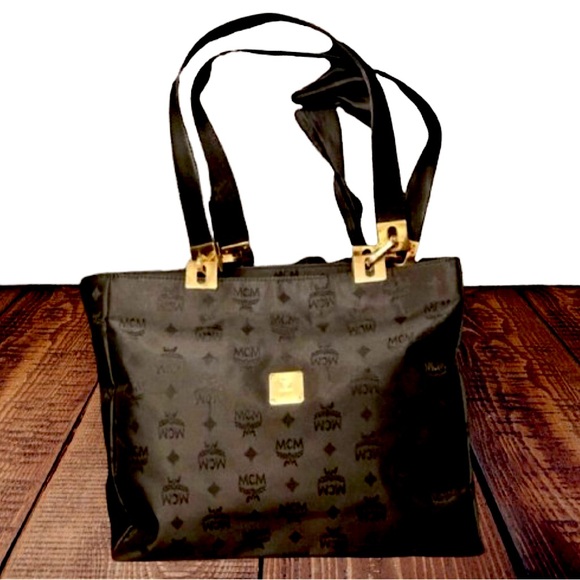 WMCM Black and Gold Monogram Shoulder Bag with Top Zipper Closure German - Picture 17 of 17